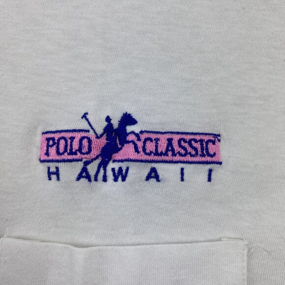 Vintage Stedman Made in USA Polo Shirt Men XL White Polo Classic Hawaii 80s - Picture 2 of 10